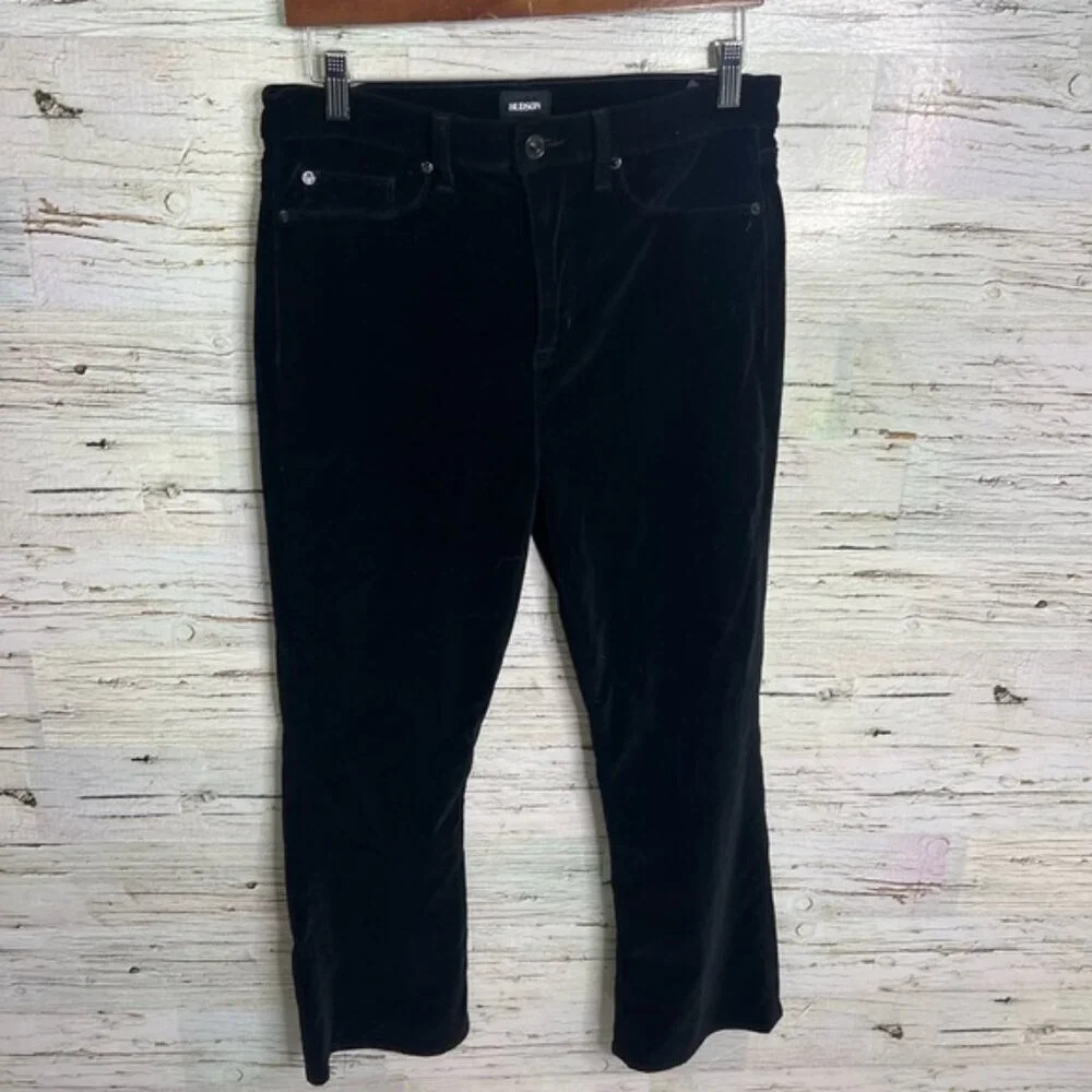 HUDSON Women Velvet Jean High  Rise Brix Cropped Boot blue size 31